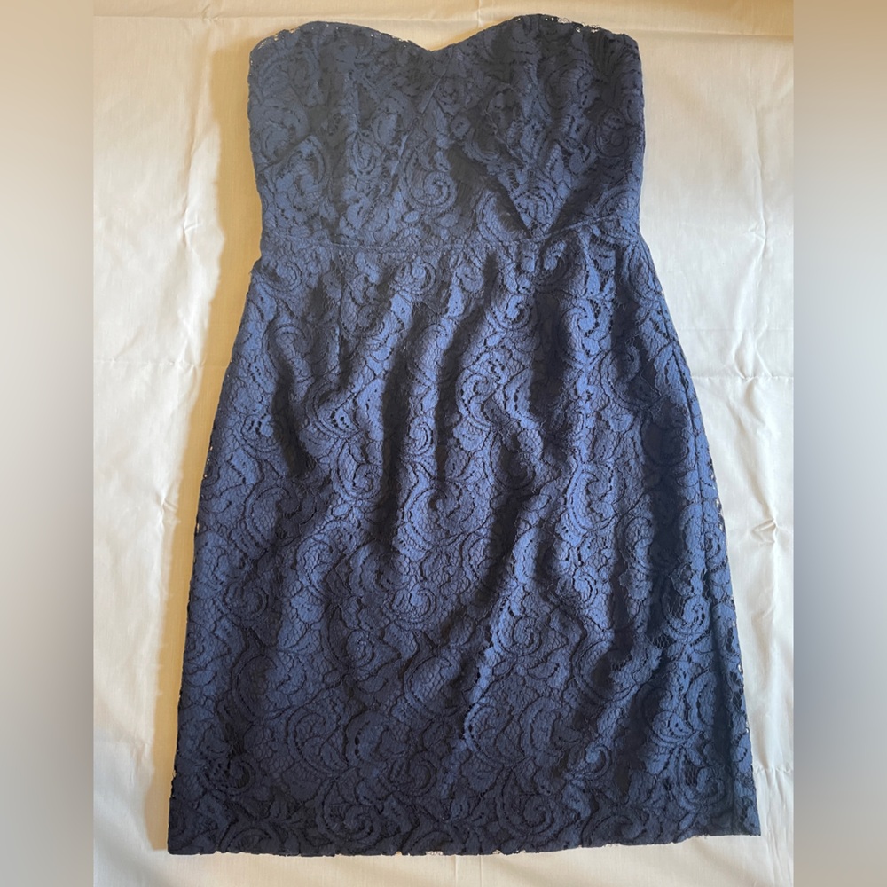 JCrew Navy Lace Strapless Dress - Size 8